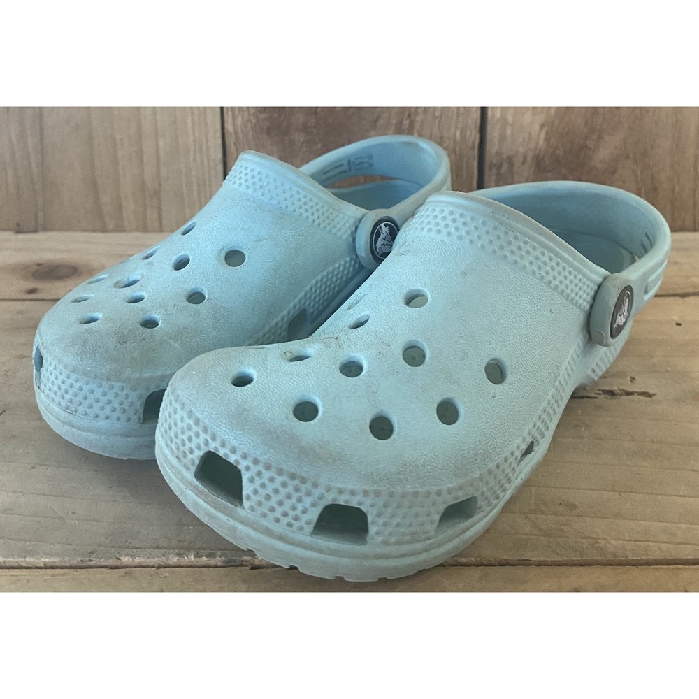 Crocs Classic Teal Blue Slip On Comfort Clogs Shoes Girls Toddler Size C10/11